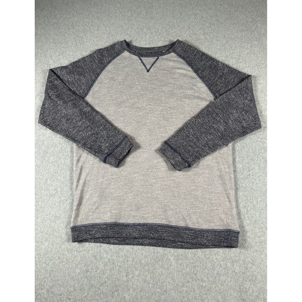 Johnnie-O Dan Sweatshirt Mens Large Gray Navy Blue Raglan Crewneck JMKO3650